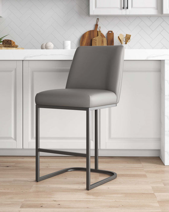 Serena Modern Metal Upholstered Counter Stool in Taupe Bar Stool