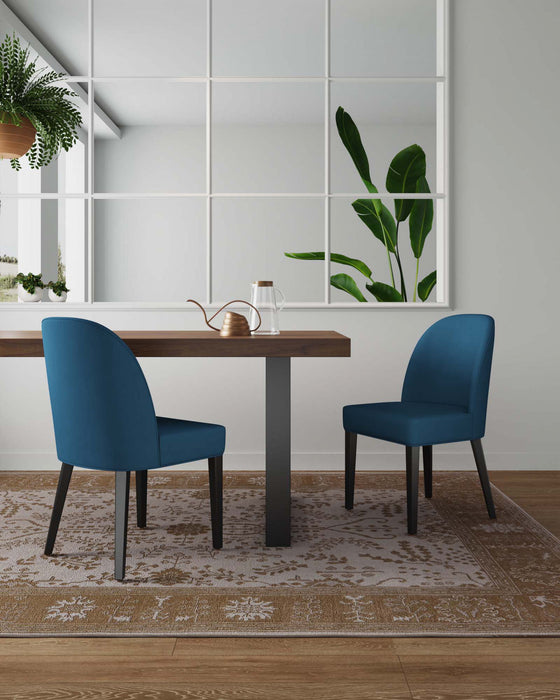 Hillman Modern Wood Upholstered Dining Chair in Blue - Set of 2