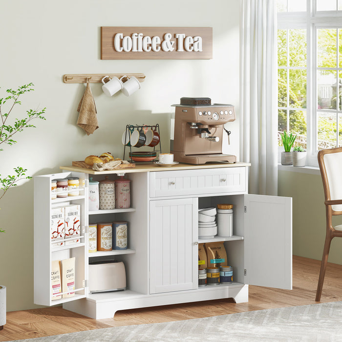 41\" Sideboard Buffet Cabinet with Storage Drawer, Adjustable Shelf, White
