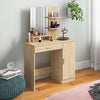 HOMCOM Vanity Table, Makeup Table with Mirror and Storage Shelves, Natural