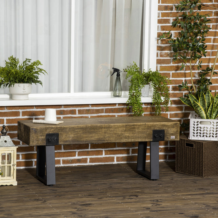 Homcom Garden Bench With Metal Legs, Concrete Dining Bench Patio