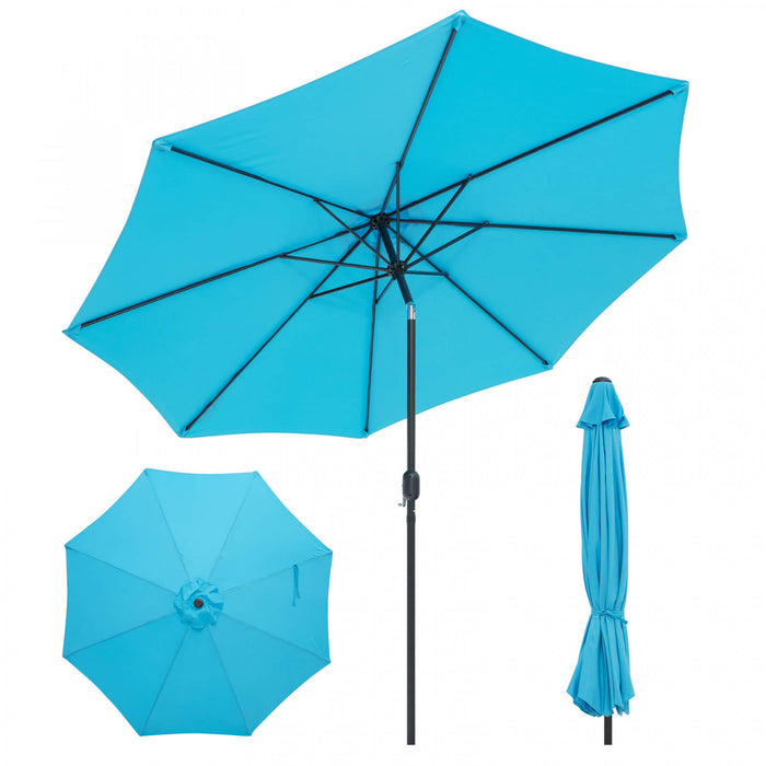 Costway 10Ft Outdoor Market Patio Table Umbrella Push Button Tilt Crank Lift Blue