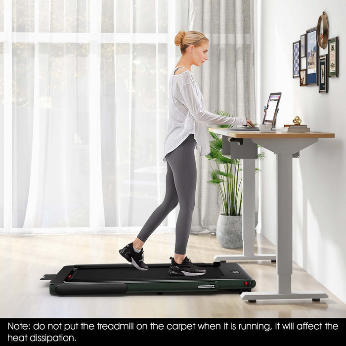 Superfit 2.25hp 2 In 1 Dual Display Folding Treadmill Jogging Machine W/app Control Green