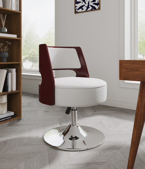 Salon Modern Vegan Leather Swivel Lounge Chair in White - Set of 2 Accent Chair