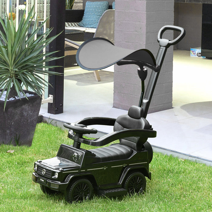 Aosom Compatible Ride-on Sliding Car G350 Walker Foot To Floor Slider Stroller Toddler Vehicle Push-along With Horn Steering Wheel No Power Manual Under Seat Storage Safe Design, Black