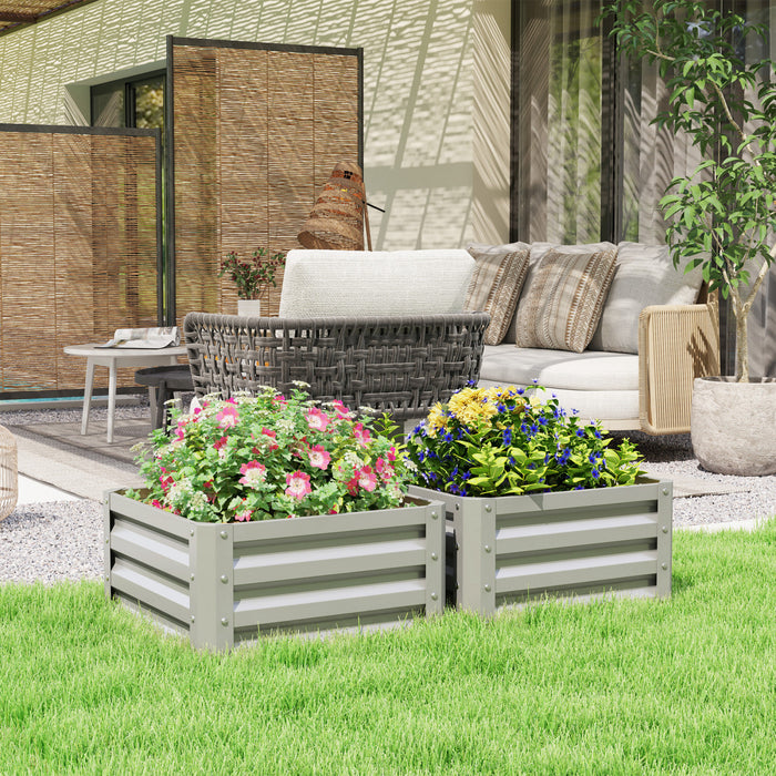 Outsunny 2' X 2' X 1' 2-pieces Raised Garden Bed, Light Grey