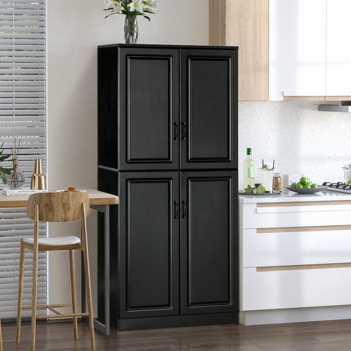 HOMCOM 71\" Kitchen Pantry with 4 Hinged Doors and Adjustable Shelves