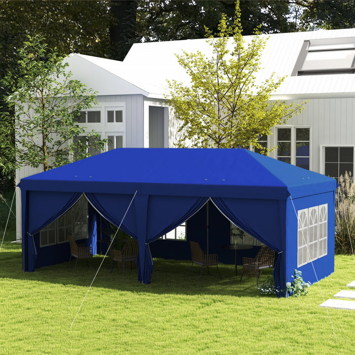 Outsunny 10'x20' Pop Up Tent Outdoor Easy Folding Gazebo Party Tent Blue