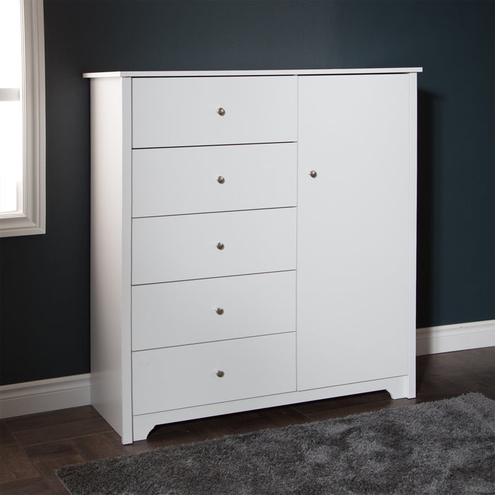 Vito Door Chest With 5 Drawers - Pure White 