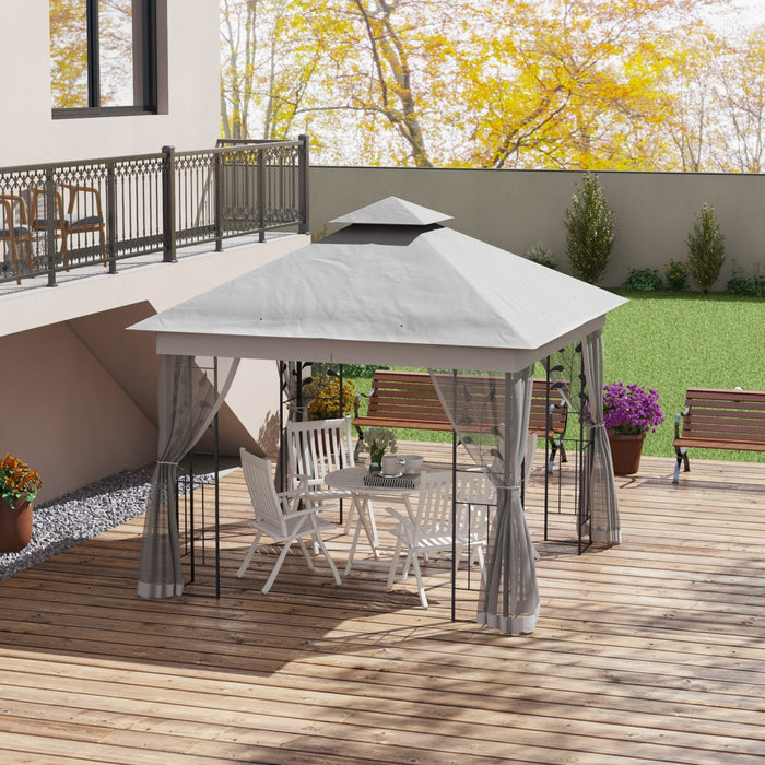 Outsunny 10' X 10' Patio Gazebo, Outdoor Gazebo Canopy, Light Grey