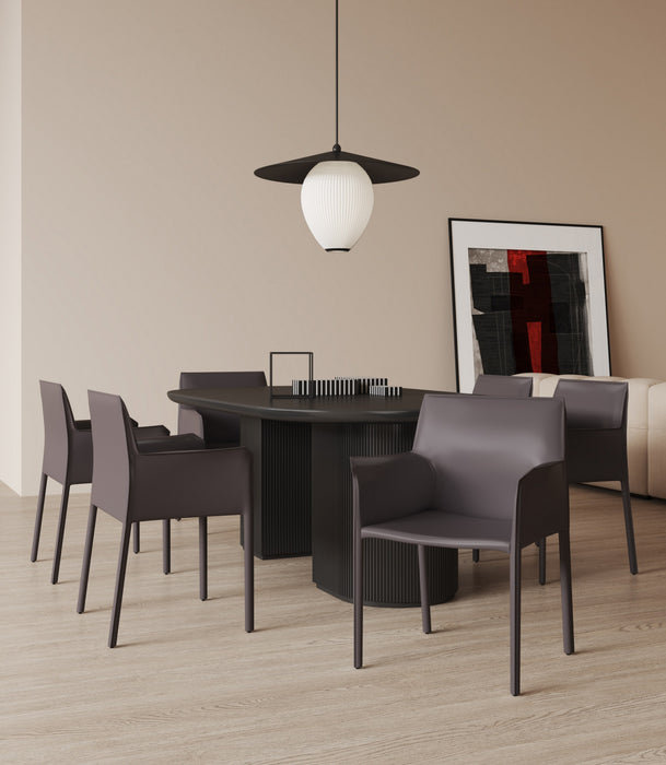 Paris Modern Vegan Leather Side Chair in Gray - Set of 2