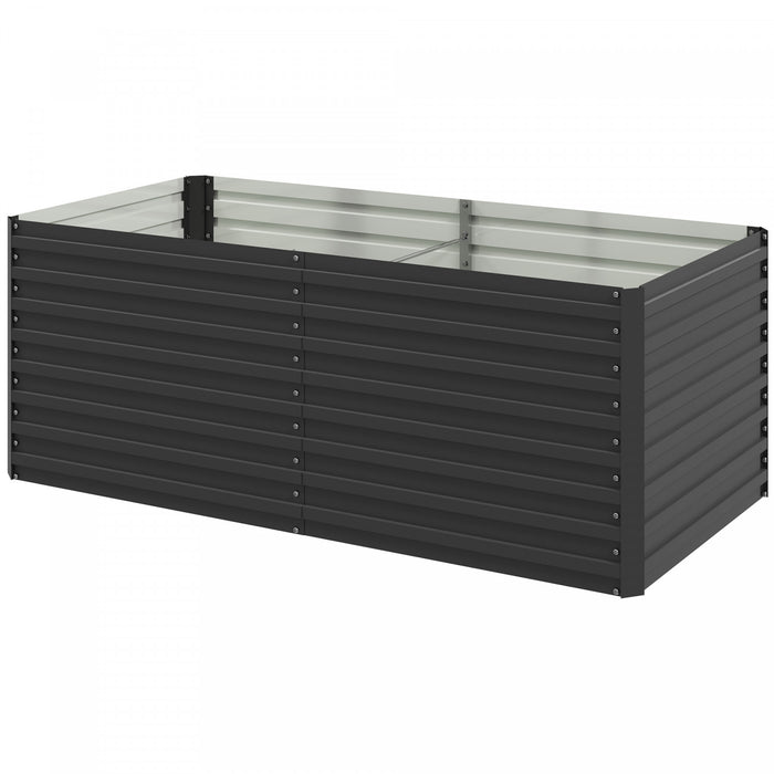 Outsunny Galvanized Raised Garden Bed, 5' x 3' x 2' Planter Box, Dark Grey