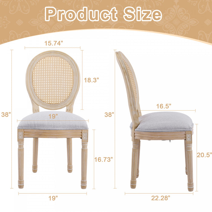 Ethan Solid Wood Rubberwood Dining Chair Set of 2 Pieces with Upholstered Seat,Grey
