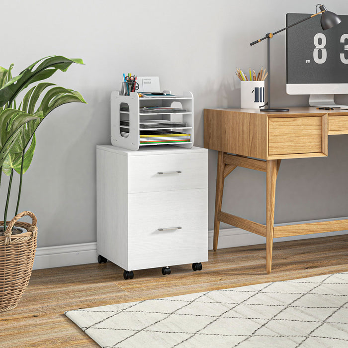 Vinsetto Filing Cabinet For Letter Or A4 Files W/ 2 Drawers Casters