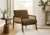 Monarch Specialties - Accent Chair, 30"H, Upholstered, Living Room, Bedroom, Brown Fabric, Brown Walnut Wood | Monarch Specialties - Chaise D'Appoint, 30"H, Rembourre, Salon, Chambre A Coucher, Marron, Bois Noyer Brun