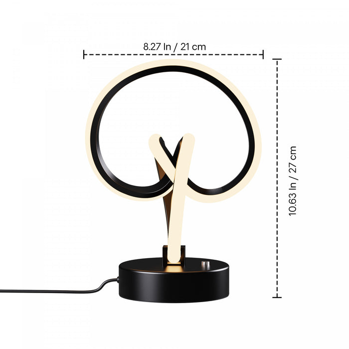 11\" Matte Black Loop Design  LED Table Lamp