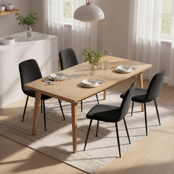 HOMCOM Dining Chairs Set of 4, Kitchen Chair with Metal Legs, Black