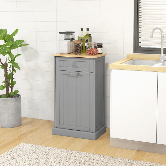 HOMCOM Tilt Out Trash Cabinet, Hidden Garbage Bin Cabinet with Drawer