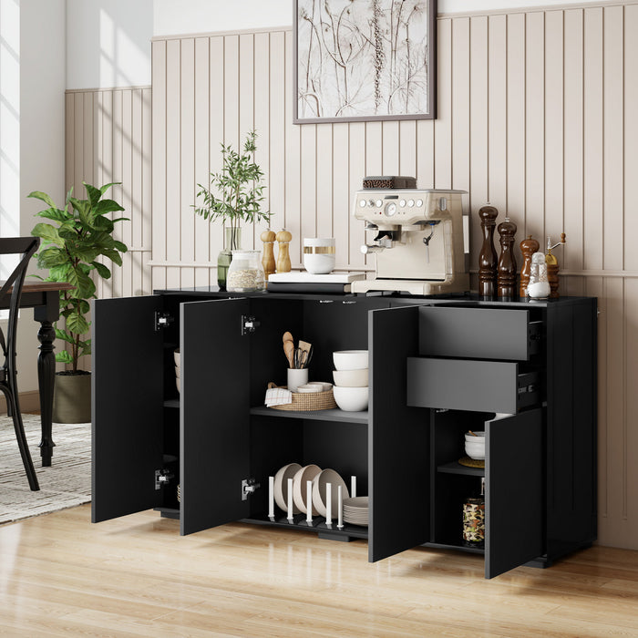 HOMCOM Kitchen Sideboard with Push-Open Drawers and Storage Cabinets