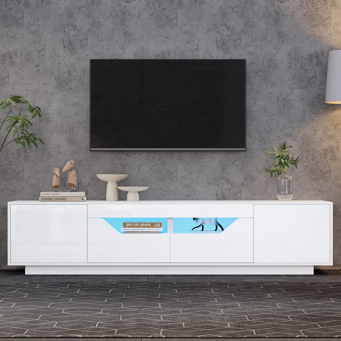 Lucas High-Gloss TV Stand with LED Lighting Storage,White