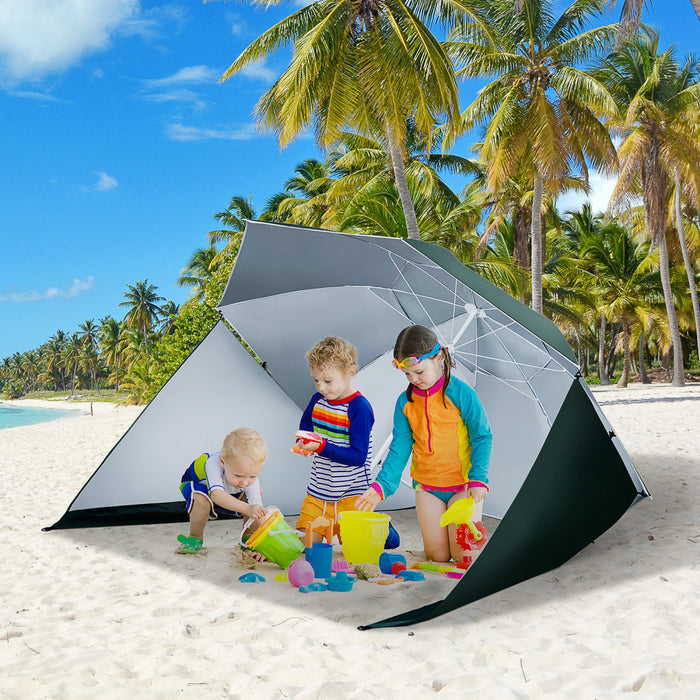 Outsunny 7.5ft 2-in-1 Umbrella Shelter, Beach Umbrella, Dark Green