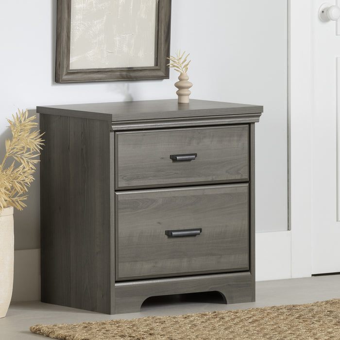 Versa 2-drawer Nightstand - End Table With Storage - Gray Maple