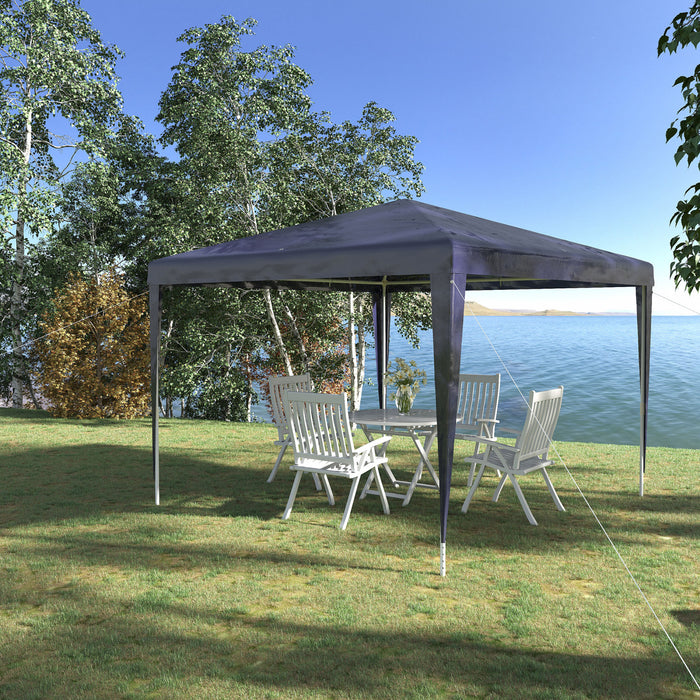 Outsunny 10x10ft Party Tent Portable Gazebo, Folding Garden Canopy Event Shelter Outdoor Sunshade Dark Blue