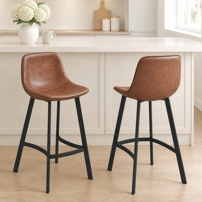 HOMCOM 27\" Counter Height Bar Stools Set of 2, Industrial Kitchen Stools