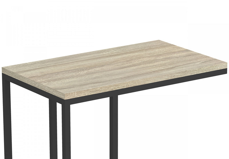 19” C-Shaped End Table With Metal Frame - Dark Taupe