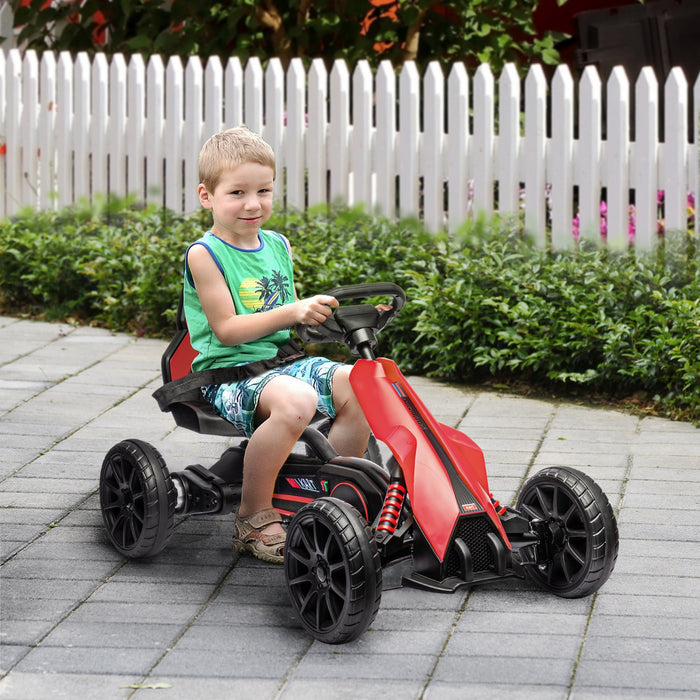 Aosom Electric Powered Ride-On Go Kart, 12v Outdoor Racer Car For Kids, With Forward Backward, Adjustable Speed, Ages 3-8 Years Old, Red
