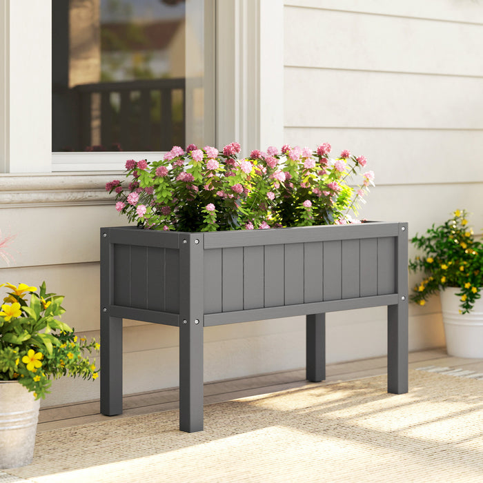 Outsunny Raised Garden Bed with Drainage Holes, Grey