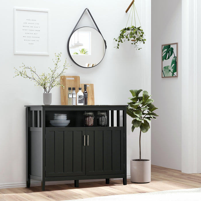 HOMCOM Sideboard Buffet Storage Cabinet Console Table with 2 Doors Black