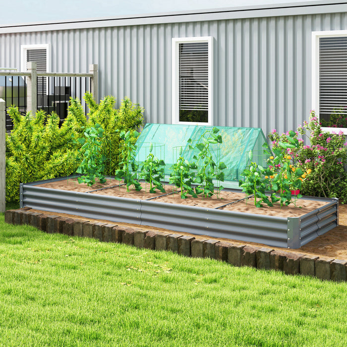 Outsunny 12x4x1ft Galvanized Raised Garden Bed, Open Bottom, Silver