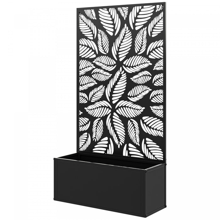 Outsunny Raised Garden Bed with Privacy Panel, Metal Planter Box