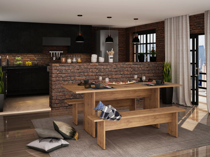 Nomad Modern 3-Piece Dining Set in Natural