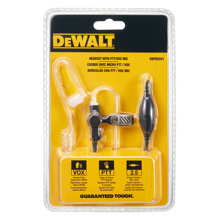 Dewalt Stealth 2 Way Radios Surveillance Headset - Earpiece, Microphone Works With Dxfrs Range Of Walkie Talkies