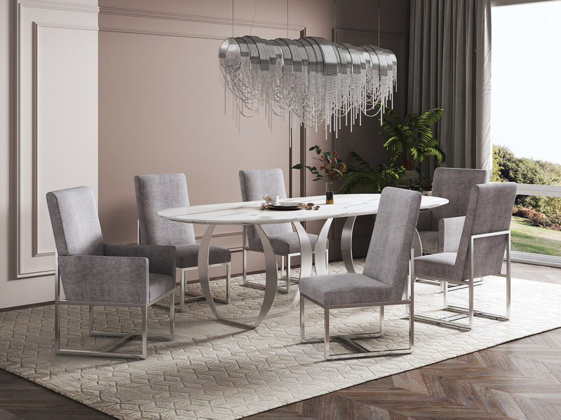 Element Modern 8-Piece Dining Chair Set in Steel