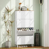 HOMCOM Shoe Cabinet with 4 Flip Drawers, Narrow Shoe Storage Cabinet, White