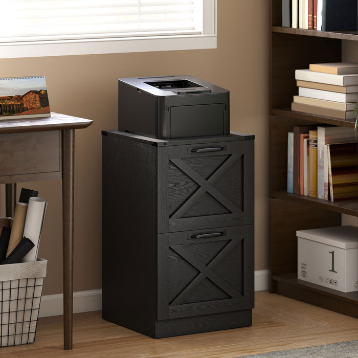 HOMCOM 2 Drawer File Cabinet, Filing Cabinet Fits Letter/A4 Size, Black