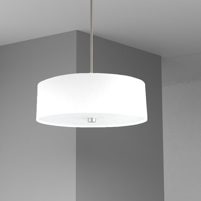 Dainolite Everly 4 Light Pendant Satin Chrome Finish White Shade Lamp