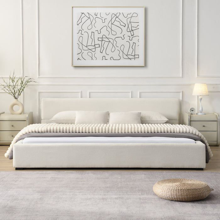 Charlotte Elegant Wide-edge Upholstered Bed,King Size, Beige King Bed