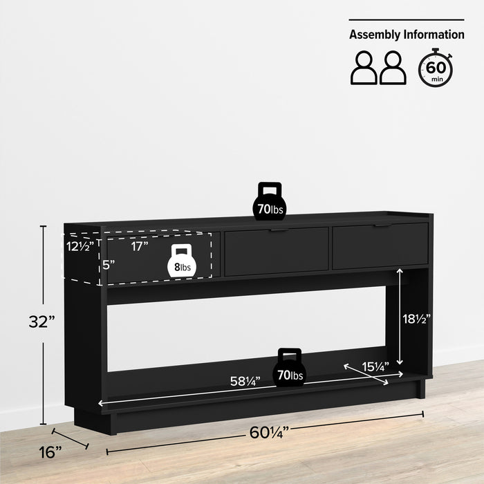 Prepac Simply Modern Buffet Console - Black