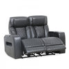 Kingsley 58 in. Leather Match Power Reclining Loveseat with Armrest Storage and USB - Black | Causeuse inclinable electrique Kingsley de 58 po en cuir assorti avec rangement dans les accoudoirs et USB - Noir