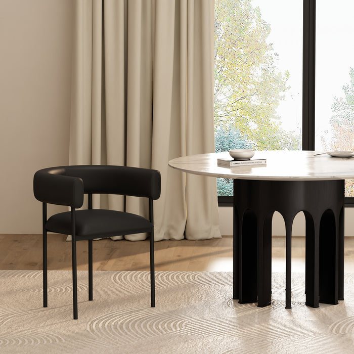 Onda Contemporary Vegan Leather Metal Dining Chair in Black