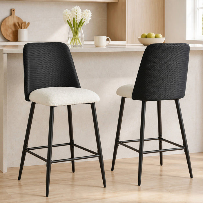 HOMCOM Bar Stools Set of 2, 26\" Counter Height Bar Stools with PU Backrest