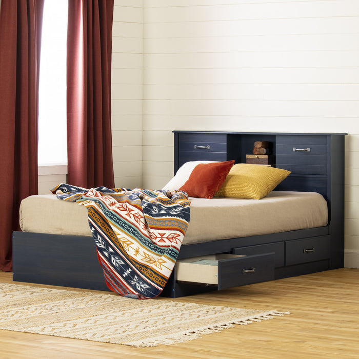 Ulysses Full Bed And Bookcase Headboard Set - Blueberry 