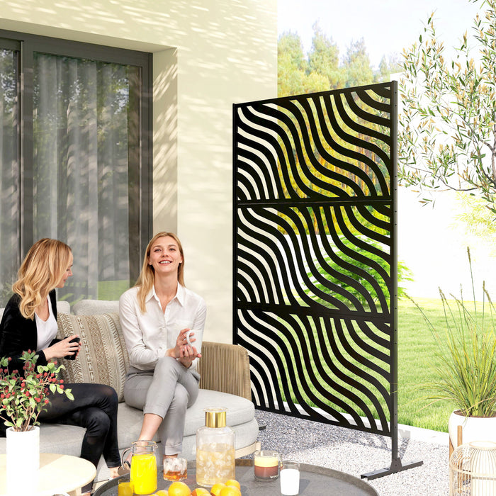 Outsunny Outdoor Privacy Screen, Freestanding Outdoor Divider, Black