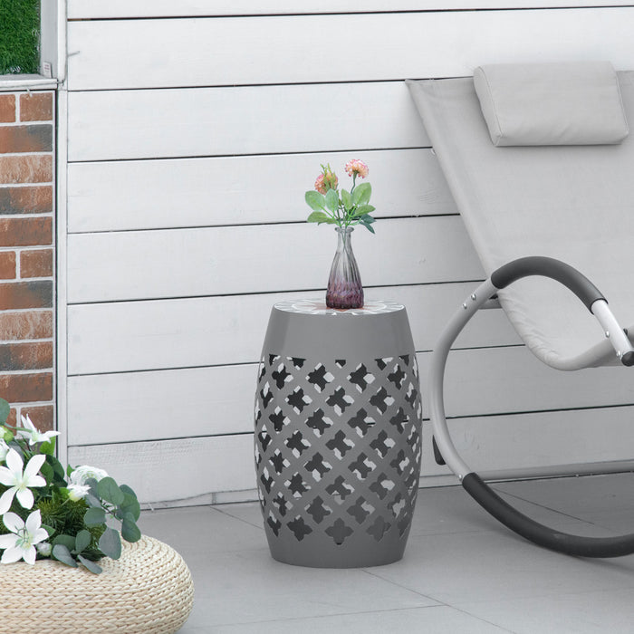 Outsunny Decorative Garden Stool Outdoor Side Table Footstool Plant Stand
