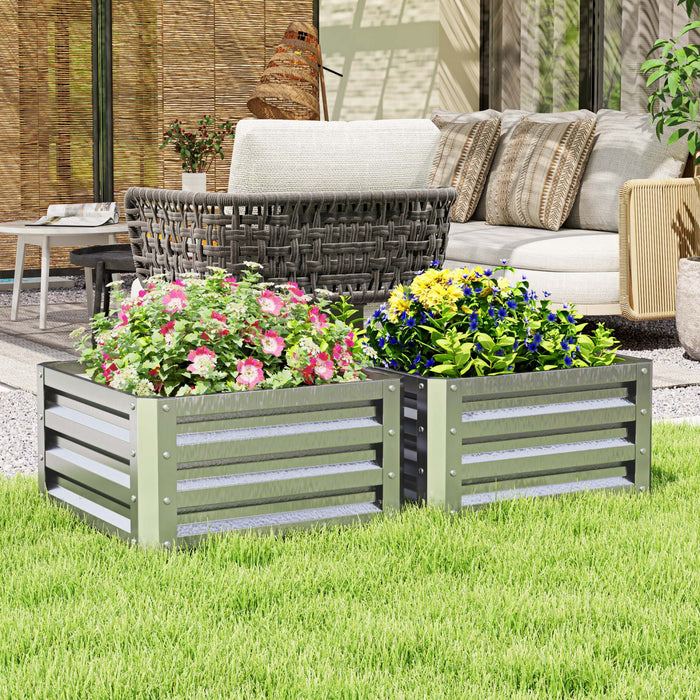 Outsunny 2' X 2' X 1' 2-pieces Raised Garden Bed , Silver