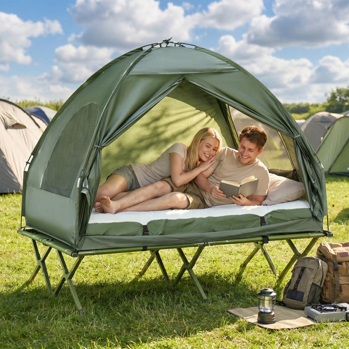 Outsunny Camping Combo Portable Folding Camping Tent, Dark Green